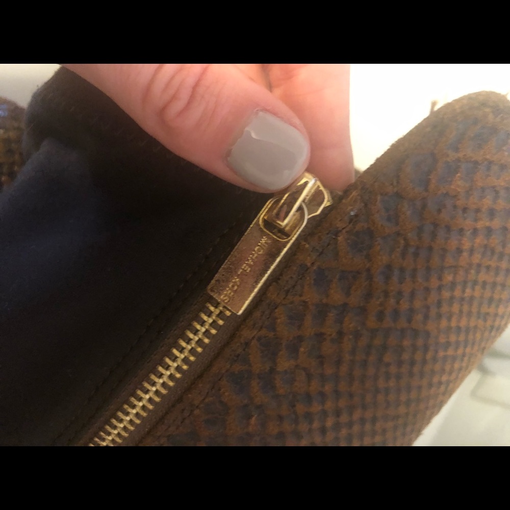 Michael Kors brown boots, gold zip - Picture 3 of 4